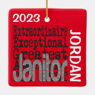 Adorno De Cerámica Janitor Extraordinaire PERSONALIZADO