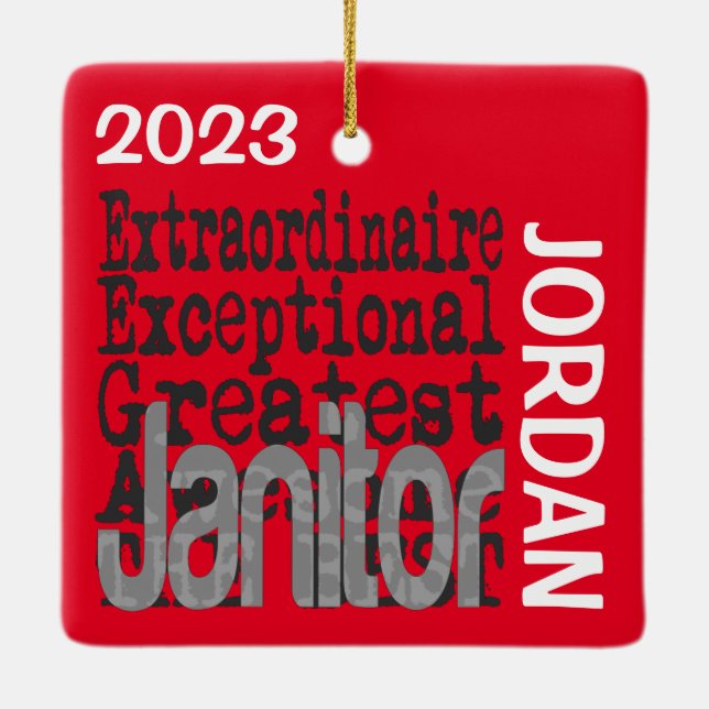 Adorno De Cerámica Janitor Extraordinaire PERSONALIZADO (Reverso)