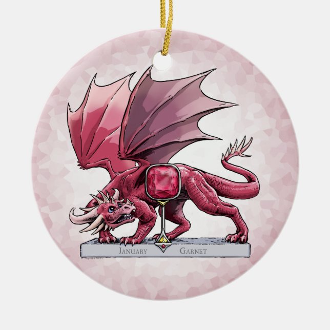 Adorno De Cerámica January Birthstone Dragon - Garnet Ornament (Frente)
