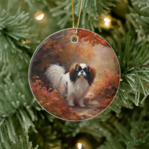 Adorno De Cerámica Japanese Chin en hojas de otoño inspira caída