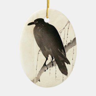 Adorno De Cerámica Japanese sketch of a raven
