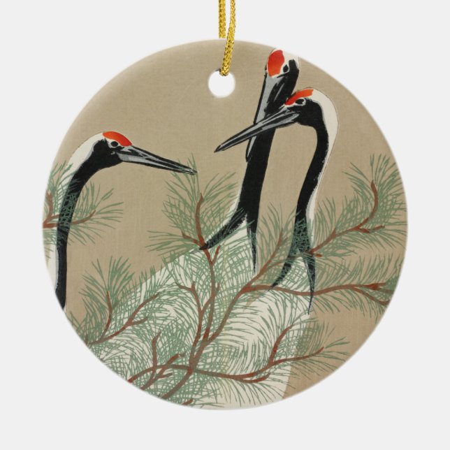 Adorno De Cerámica Japanese woodblock-print Cranes - Kamisaka Sekka (Frente)