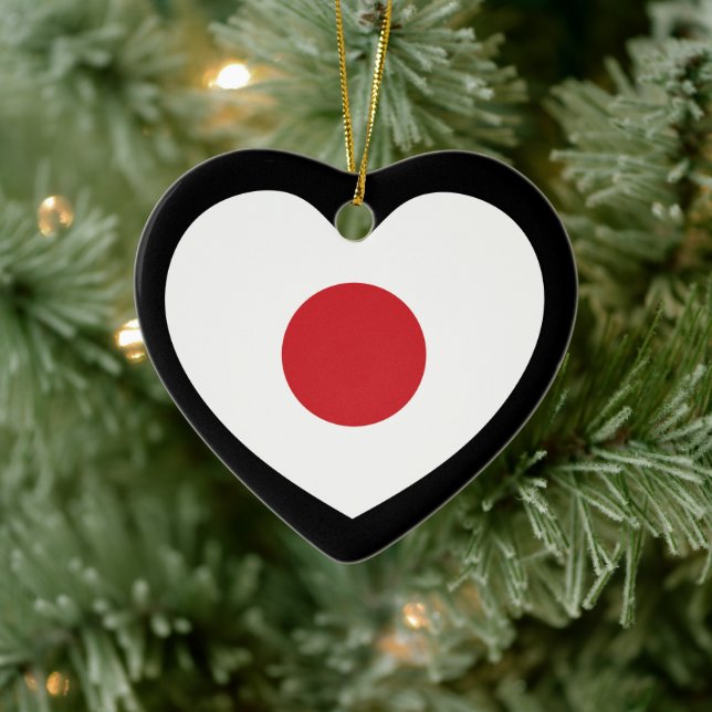 Adorno De Cerámica Japón | Corazón de la bandera japonesa (Árbol)