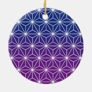 Adorno De Cerámica Japonés Asanoha Impresión tradicional Azul y Pú