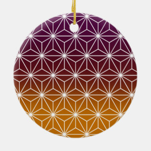 Adorno De Cerámica Japonés Asanoha Impresión Tradicional Borgoña y