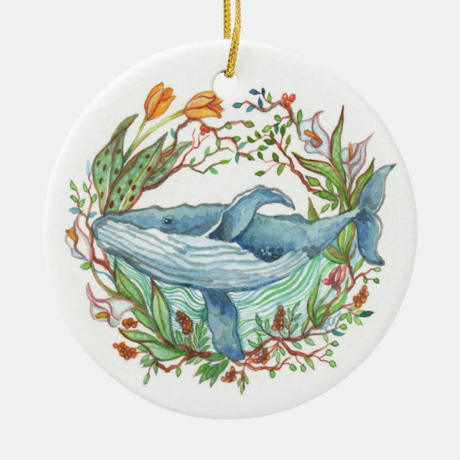 Adorno De Cerámica Jardín de ballenas (Frente)