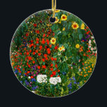 Adorno De Cerámica Jardín de granja con girasoles por Gustav Klimt<br><div class="desc">Jardín de granja con girasoles,  famoso cuadro de Gustav Klimt</div>
