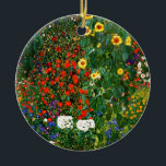 Adorno De Cerámica Jardín de granja con girasoles por Gustav Klimt<br><div class="desc">Jardín de granja con girasoles,  famoso cuadro de Gustav Klimt</div>