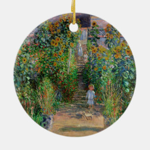 Adorno De Cerámica Jardín Monet Vetheuil Pintura de flores impresioni
