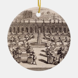 Adorno De Cerámica Jardineros que trabajan en un jardín anaranjado,