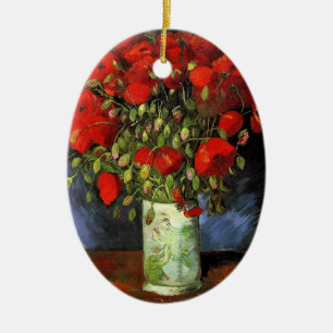 Adorno De Cerámica Jarrón con amapolas rojas Vincent van Gogh