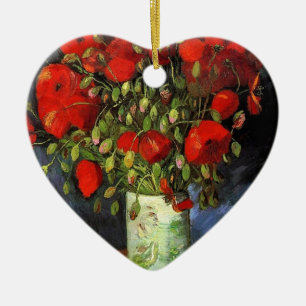 Adorno De Cerámica Jarrón con amapolas rojas Vincent van Gogh