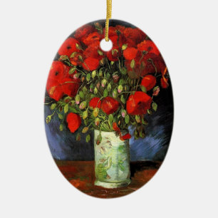 Adorno De Cerámica Jarrón con amapolas rojas Vincent van Gogh