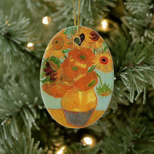 Adorno De Cerámica Jarrón con doce girasoles de Vincent van Gogh (Árbol)