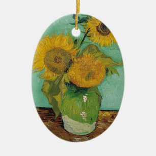 Adorno De Cerámica Jarrón con tres girasoles, Vincent van Gogh