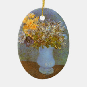 Adorno De Cerámica Jarrón de Vincent van Gogh de Lilas, Margaritas, A