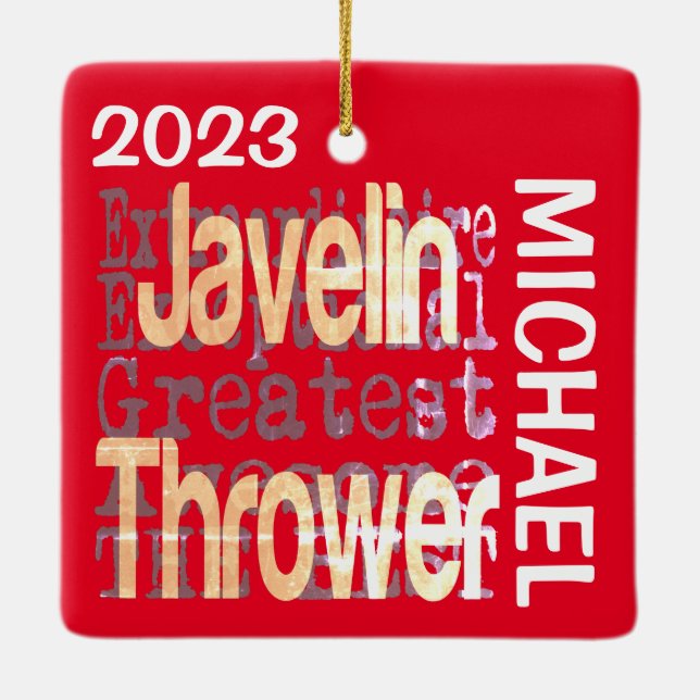 Adorno De Cerámica Javelin Thrower Extraordinaire PERSONALIZADO (Reverso)