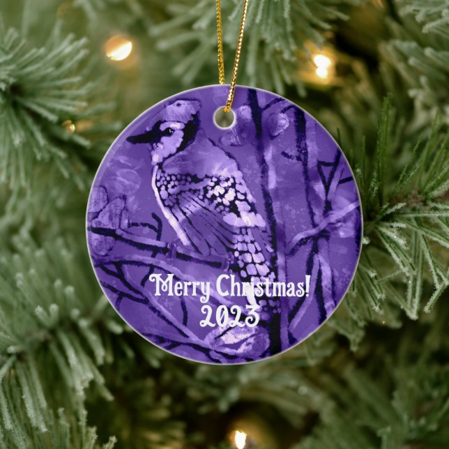 Adorno De Cerámica Jay Blue Ornament de Navidad Abstract Art Purple (Árbol)