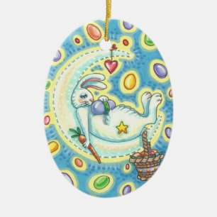 Adorno De Cerámica JELLY BEAN SUEÑOS ORNAMENTE DE BUNNY ORNAMENT Oval