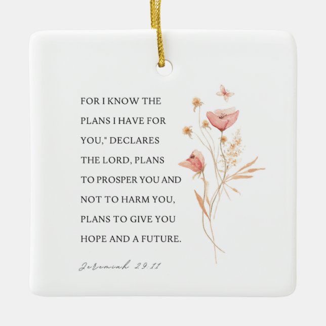 Adorno De Cerámica Jeremías 29:11 Conozco los planes que tengo para t (Anverso)