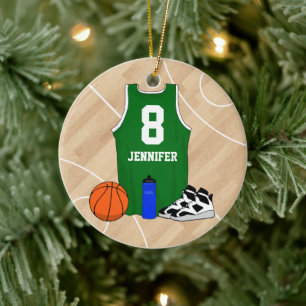 Adorno De Cerámica Jersey de baloncesto en verde cancha
