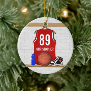 Adorno De Cerámica Jersey de baloncesto rojo personalizado