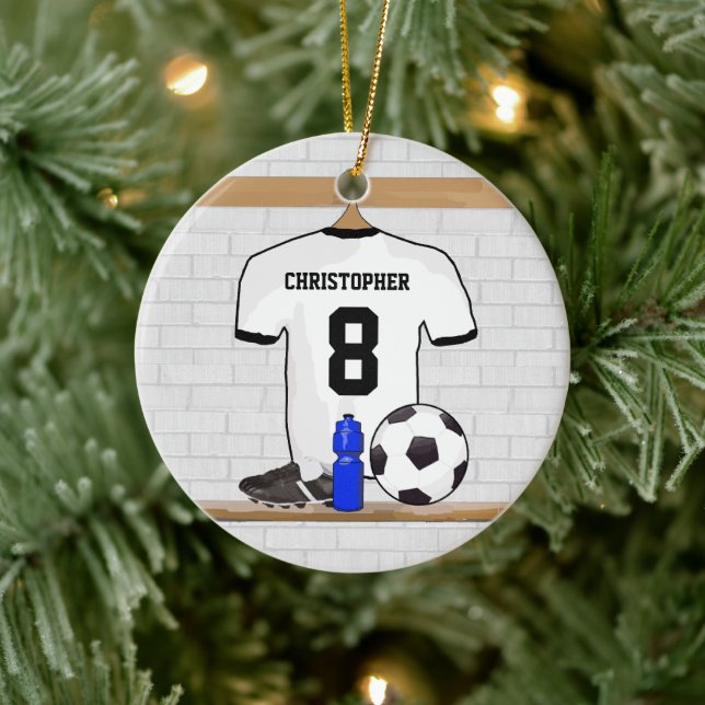 Adorno De Cerámica Jersey de fútbol negro personalizado (Árbol)