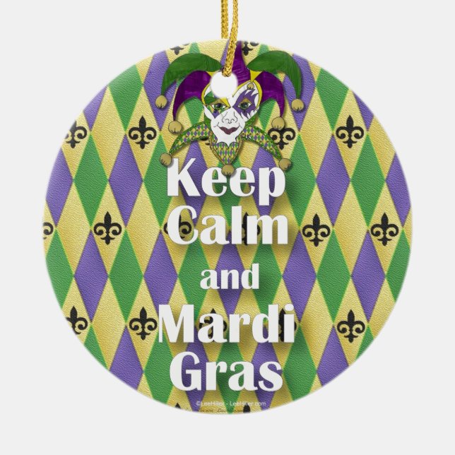Adorno De Cerámica Jester Mask Keep Calm and Mardi Gras (Frente)