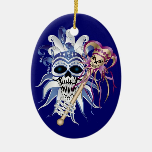 Adorno De Cerámica Jester Skull (Frente)