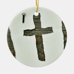 Adorno De Cerámica Jesús blanco cruzado
