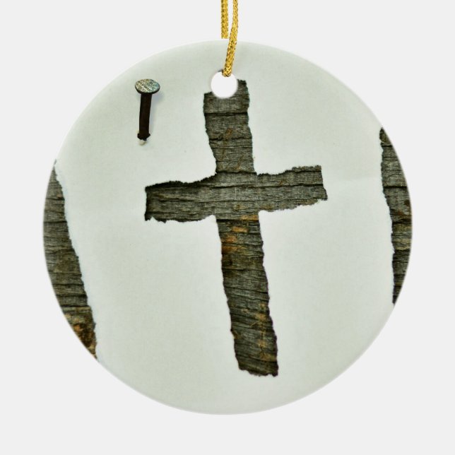 Adorno De Cerámica Jesús blanco cruzado (Frente)