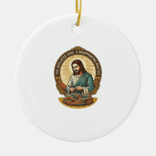 Adorno De Cerámica Jesús Bola de Yoga Completamente Desinflada Humor 