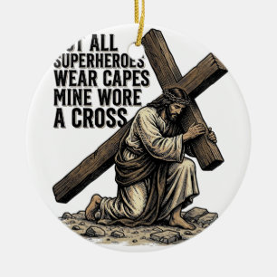 Adorno De Cerámica Jesús cargando la cruz cristiano vintage