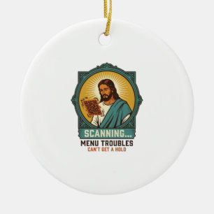 Adorno De Cerámica Jesús Código QR Borroso No Se Escanea Menú Humor T