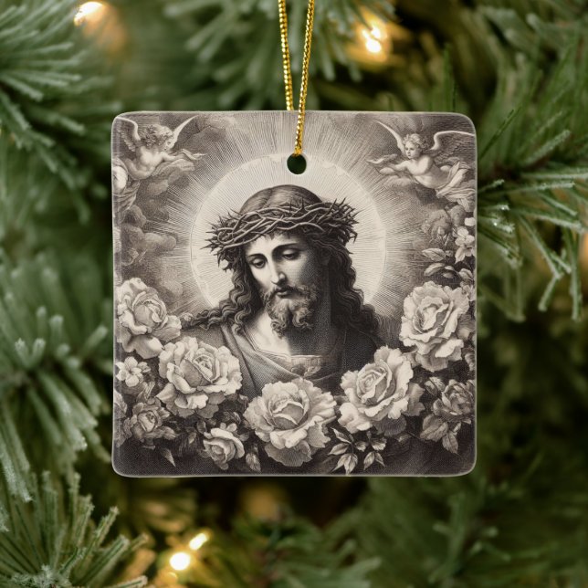 Adorno De Cerámica Jesús con la Luz del Sol (Árbol)