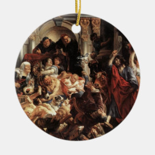 Adorno De Cerámica Jesús condujo los cambiadores de dinero del templ