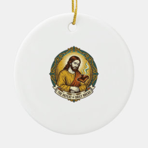 Adorno De Cerámica Jesús Derrotado Fumando Tostadas Quemadas Desayuno