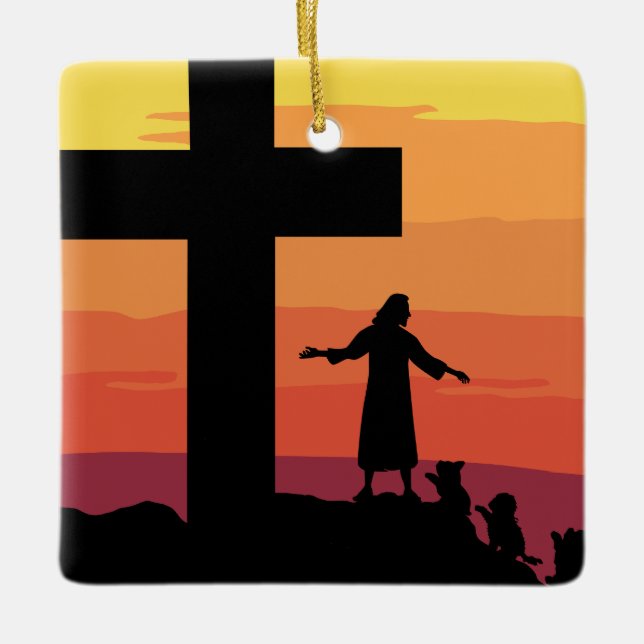 Adorno De Cerámica Jesús Dios cruza animales Pet Care Navidades Perso (Anverso)