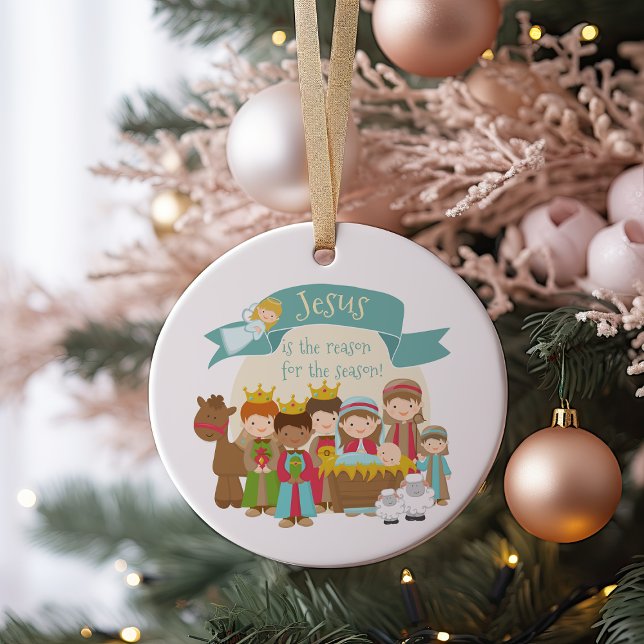Adorno De Cerámica "Jesús es la razón" Escena de la Natividad (Subido por el creador)