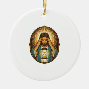 Adorno De Cerámica Jesús Impaciente Cargando Reloj de Arena Internet