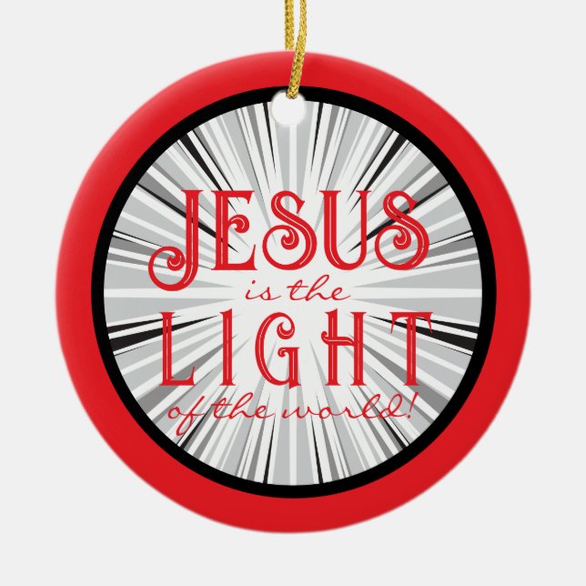 Adorno De Cerámica Jesus is the Light Ornament- Red/Black (Frente)