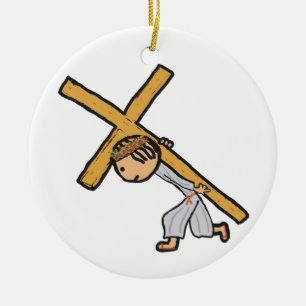 Adorno De Cerámica Jesús Llevando La Cruz