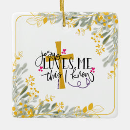 Adorno De Cerámica Jesús me ama esto que sé, cruz y flores