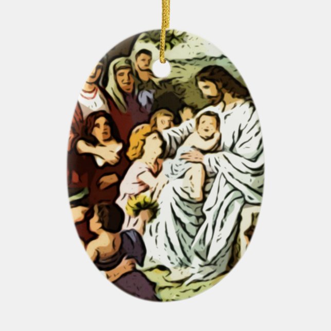 Adorno De Cerámica Jesús que bendice a los niños (Frente)