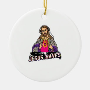 Adorno De Cerámica Jesús Raves Navidades EDM Música X-Mas Fiesta Cr