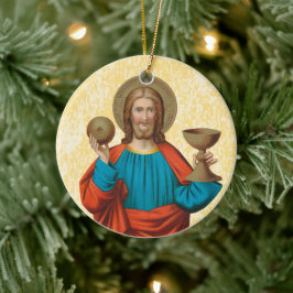 Adorno De Cerámica Jesús sujetando la Eucaristía (SNV 050) x 2