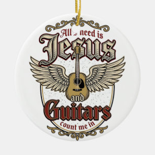 Adorno De Cerámica Jesús y guitarras guitarra cristiana vintage