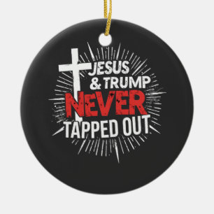 Adorno De Cerámica Jesús y Trump Nunca se Rindieron 