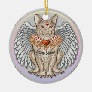 Adorno De Cerámica Jewel Cat Gargoyle