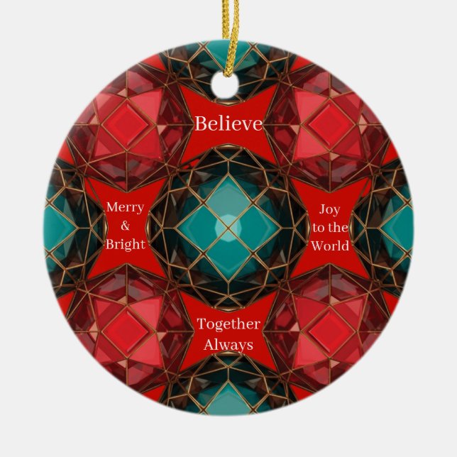 Adorno De Cerámica Jeweled Kaleidoscope Christmas (Frente)
